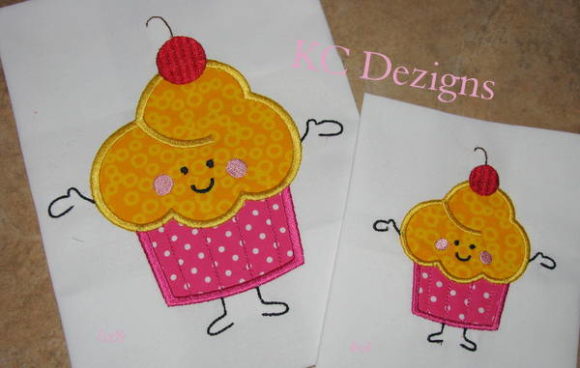 Birthday Cupcake with Cherry Character: A Charming Embroidery Design