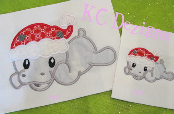 Christmas Baby Hippo Applique: A Charming Addition