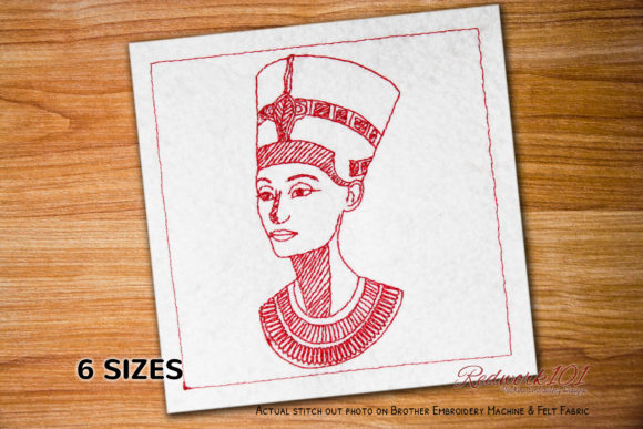 Explore the Elegant Egyptian Queen Redwork Design