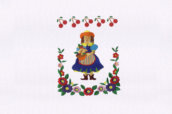 Fruits Collecting Girl: A Charming Addition for Small Business Merch