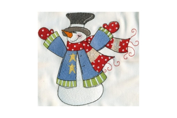 Sassy Up in Arms Snowman Embroidery Design
