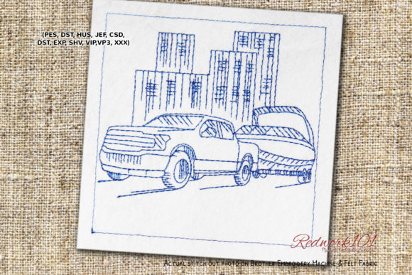Truck Pulling a Small Boat Redwork Review